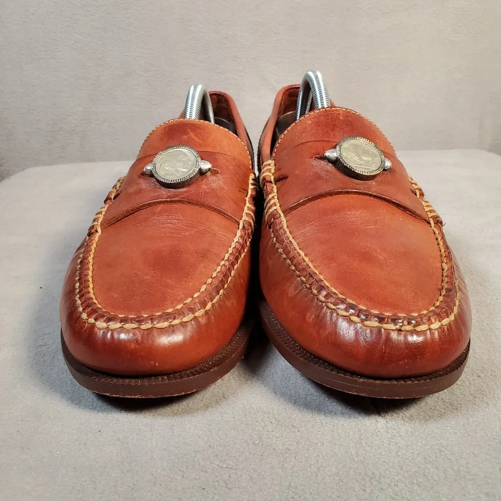 Cole Haan Country Buffalo Nickel Penny Loafers 10.5W Brown Leather Preppy